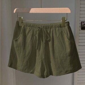 SHEIN Olive Green Drawstring Athletic Shorts